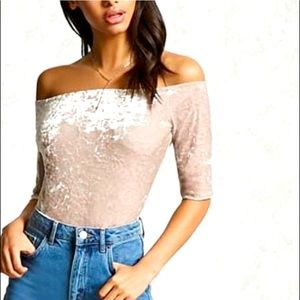 Forever 21 Crushed Velvet Off Shoulder Top